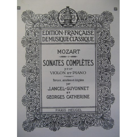MOZART W. A. Sonates Violon Piano 1924