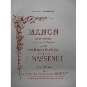 MASSENET Jules Manon 1891 Opéra
