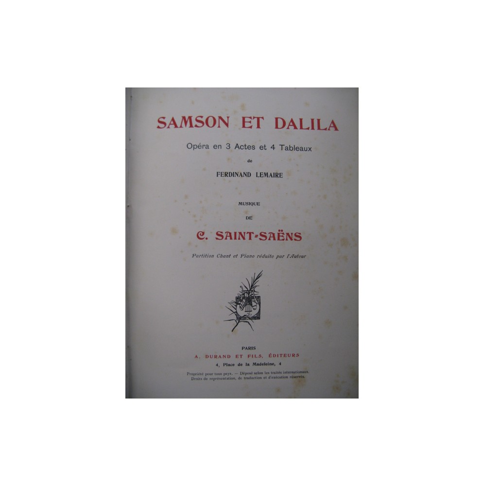 SAINT-SAËNS Camille Samson et Dalila Opéra XIXe