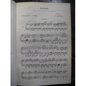 REYER E. Sigurd Opéra Chant Piano 1895