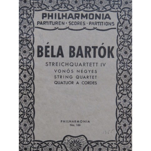 BARTOK Béla Streichquartett IV Quatuor à cordes