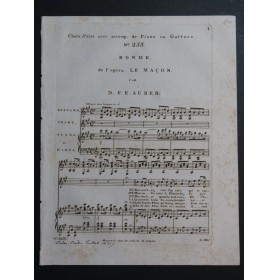 AUBER D. F. E. Le Maçon Ronde Chant Guitare ou Piano ou Harpe ca1827