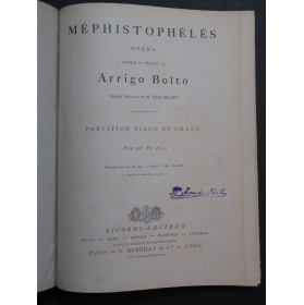 BOÏTO Arrigo Mefistophélès Opéra Piano Chant 1882