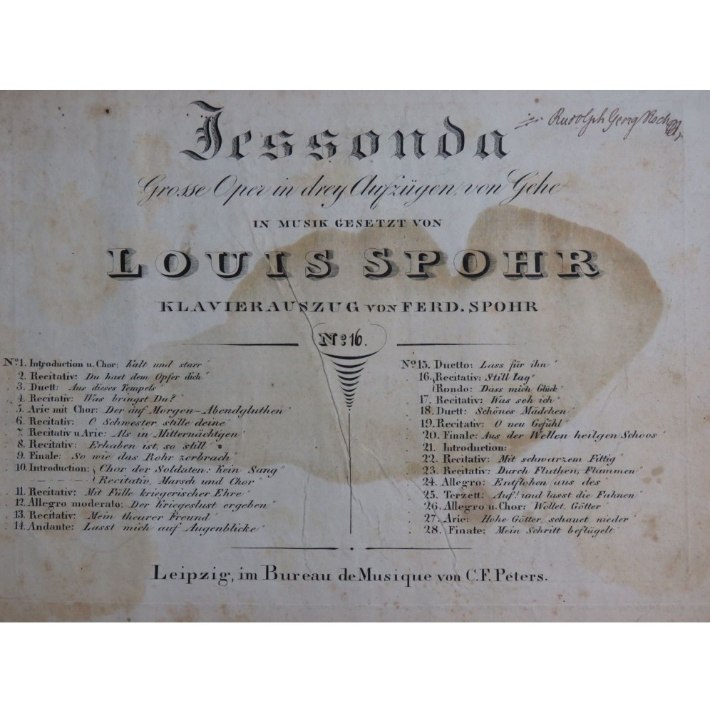 SPOHR Louis Jessonda No 16 Chant Piano ca1825