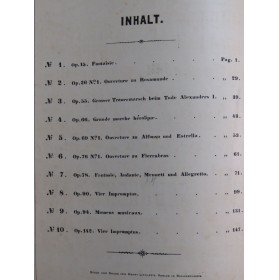 SCHUBERT Franz Compositions Piano XIXe siècle