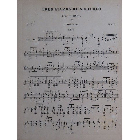 SOR Ferdinand Tres Piezas de Sociedad op 33 No 3 Guitare