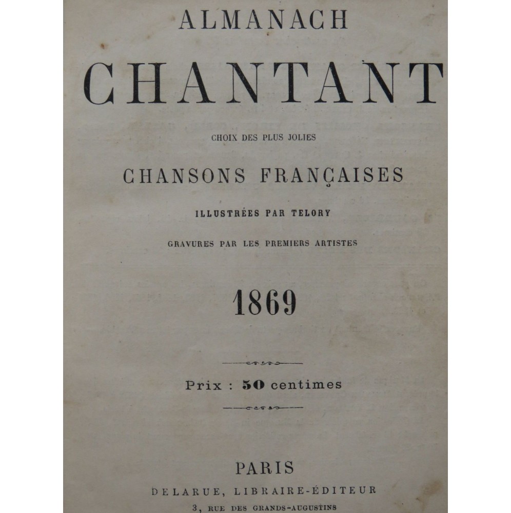 Almanach Chantant Chansons Françaises 1869 1870 1872 1873 1874