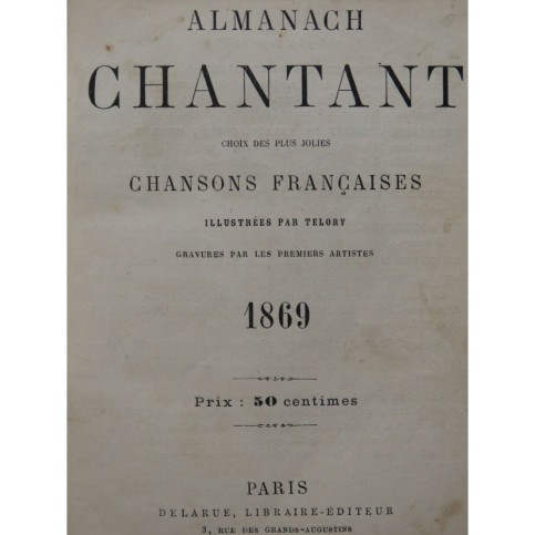 Almanach Chantant Chansons Françaises 1869 1870 1872 1873 1874