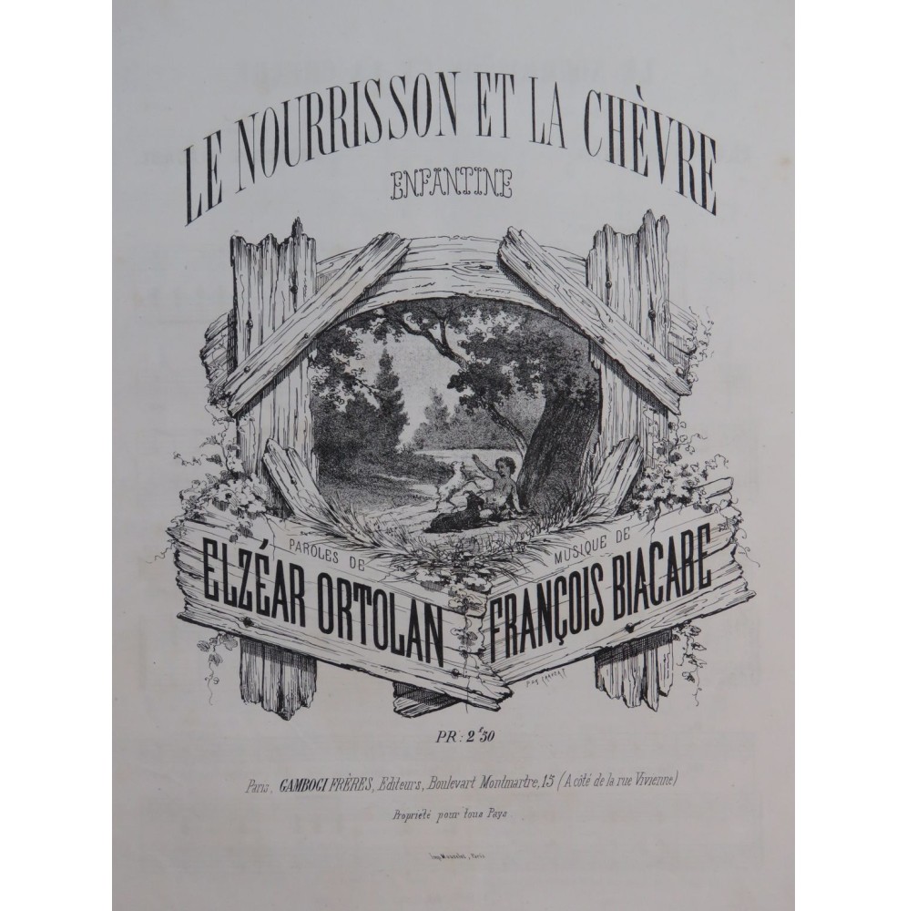 BIACABE François Le nourrisson et la chèvre Chant Piano XIXe siècle