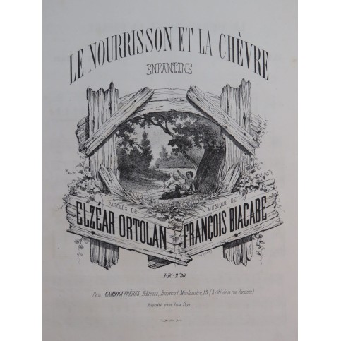 BIACABE François Le nourrisson et la chèvre Chant Piano XIXe siècle
