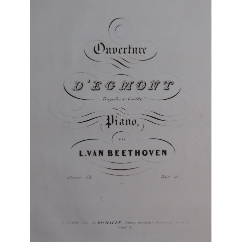 BEETHOVEN Egmont op 84 Ouverture Piano ca1842