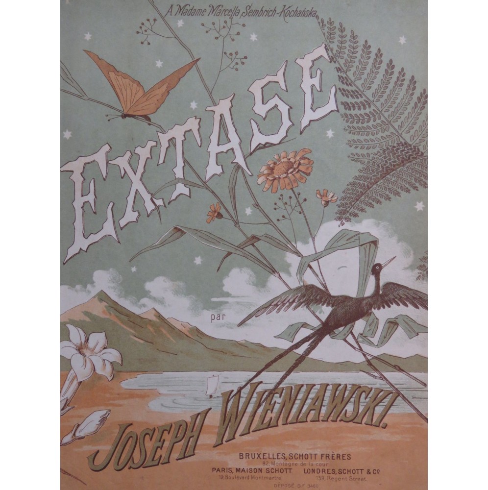 WIENIAWSKI Joseph Extase Chant Piano ca1885