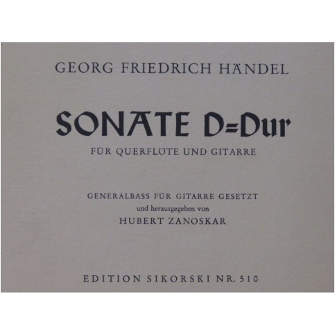 HAENDEL G. F. Sonate D Dur Guitare Flûte à bec 1959