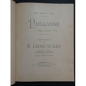 LEONCAVALLO R. Paillasse Opéra Piano Chant ca1902