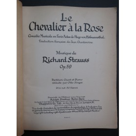 STRAUSS Richard Le Chevalier à la Rose Opéra Chant Piano 1912