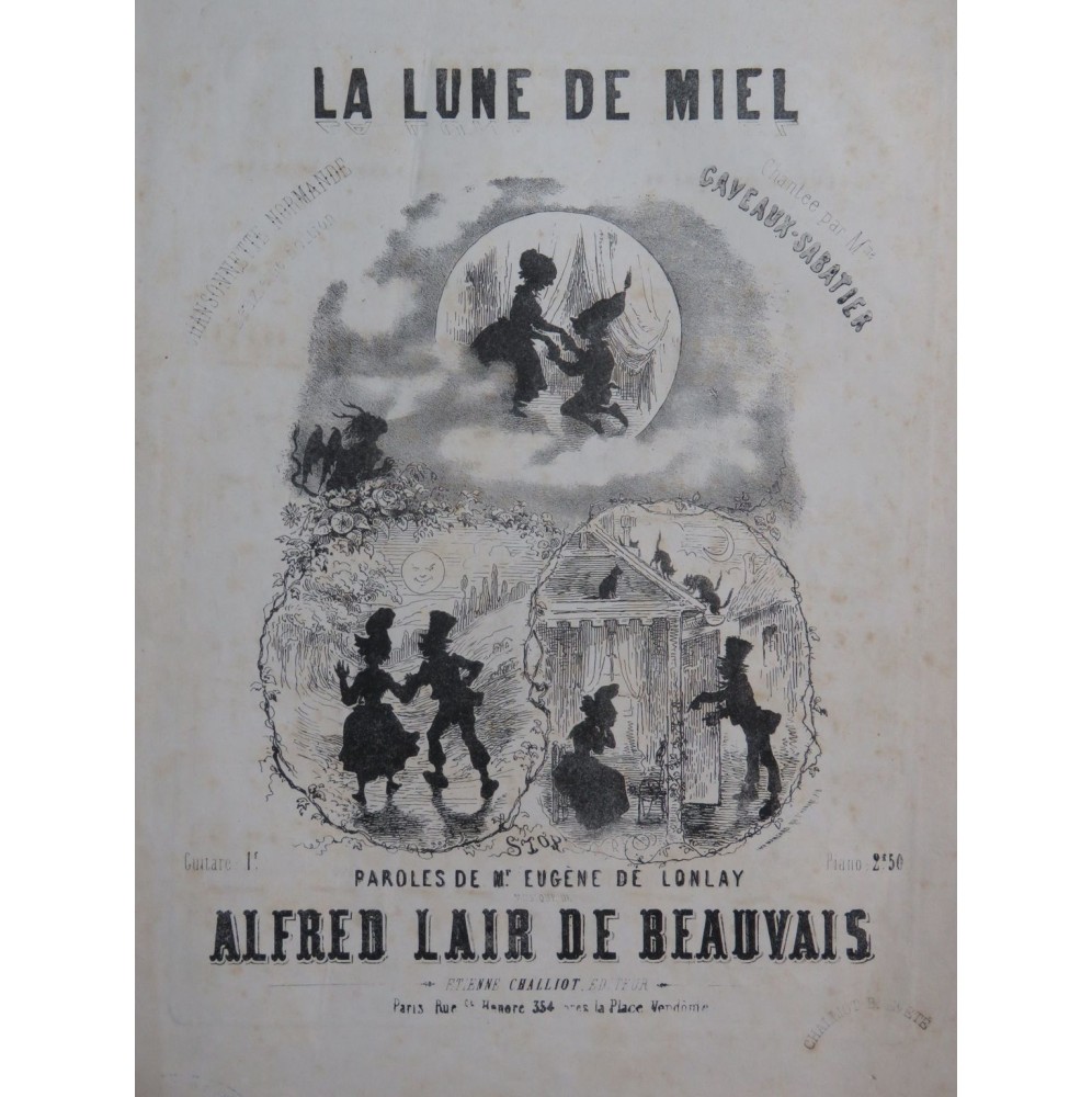 LAIR DE BEAUVAIS Alfred La Lune de Miel Chant Piano ca1850