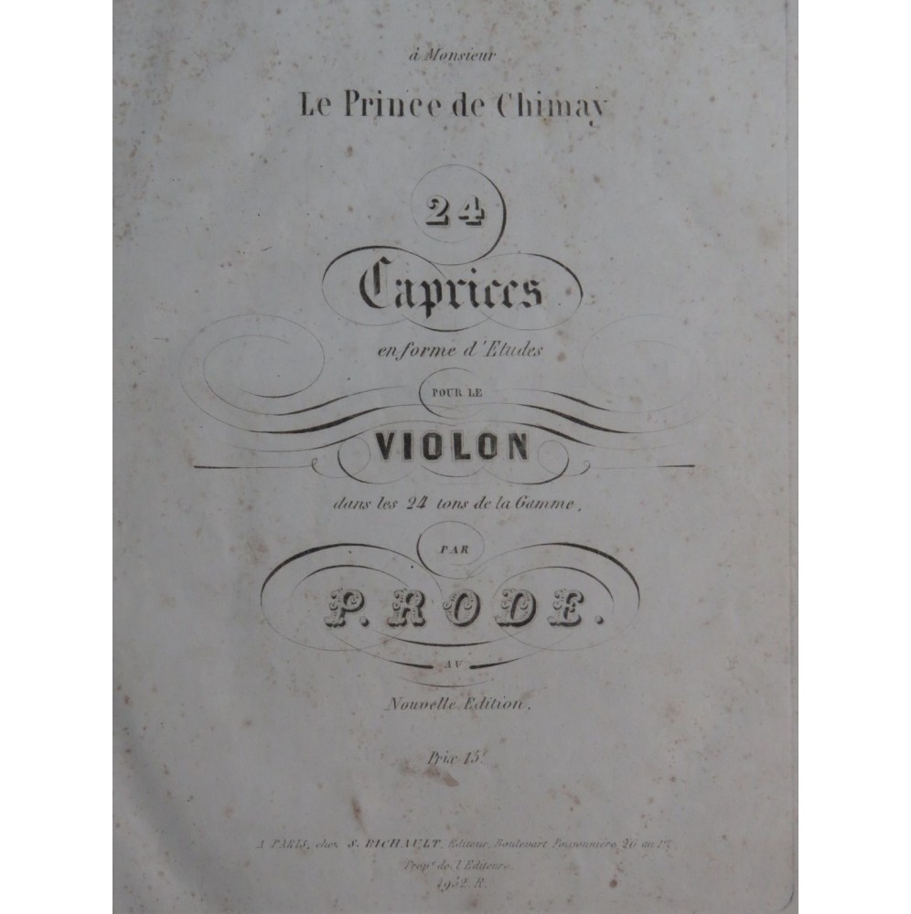 RODE Pierre 24 Caprices en forme d'Études Violon ca1842
