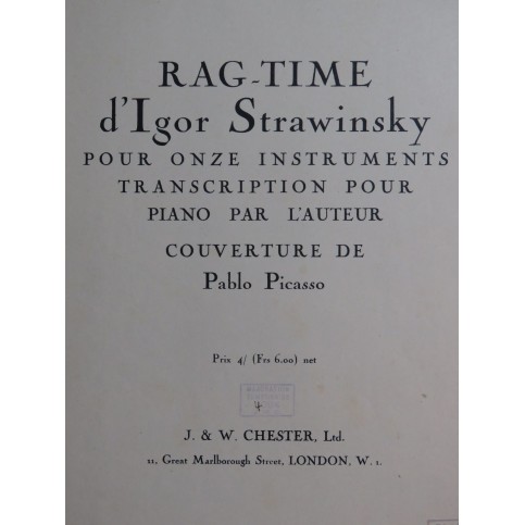 STRAWINSKY Igor Rag-Time Piano 1922