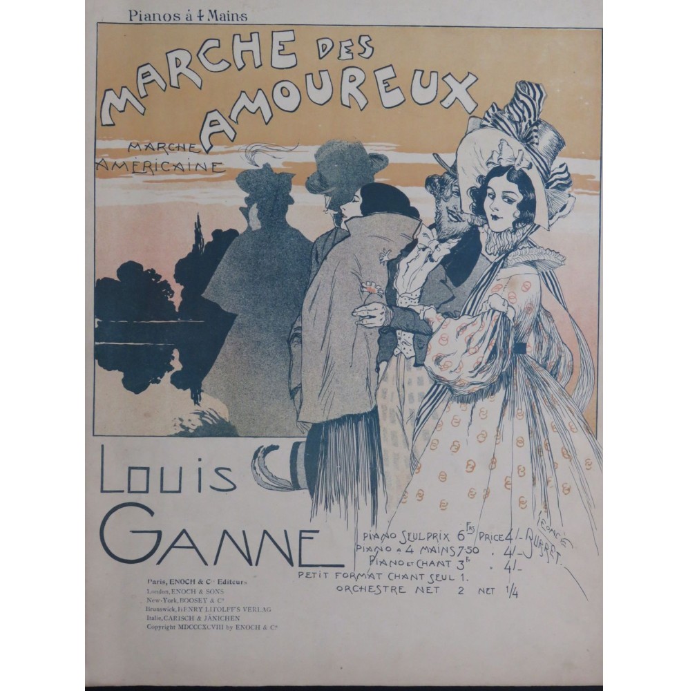 GANNE Louis Marche des Amoureux Piano 4 mains 1898