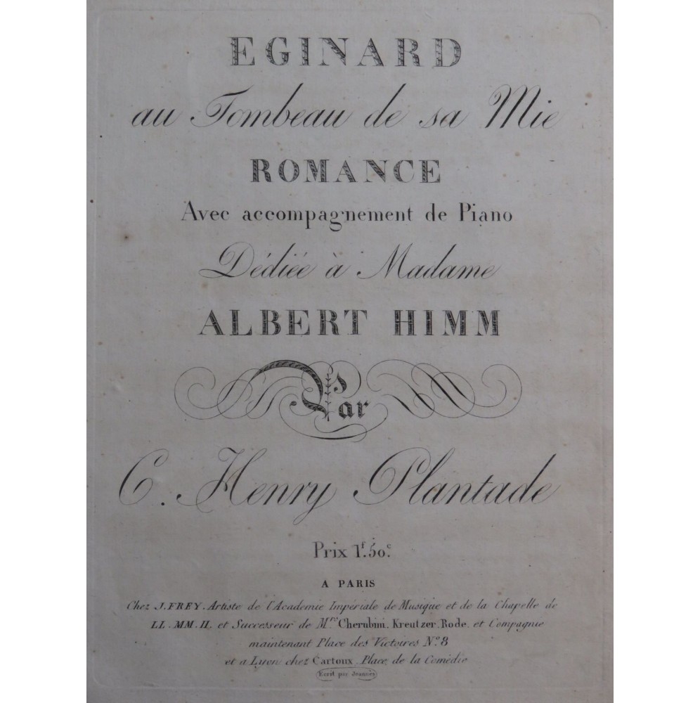 PLANTADE Charles Henry Eginard Chant Piano ou Harpe ca1820