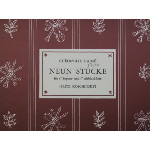 CHÉDEVILLE Nicolas Neun Stücke pour 2 Flûtes à bec 1956