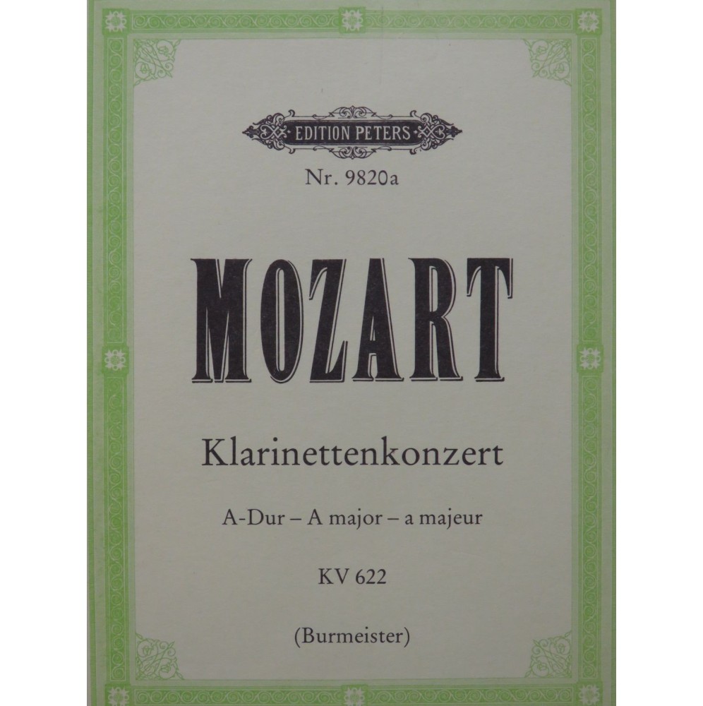 MOZART W. A. Konzert A dur KV 622 Orchestre Clarinette