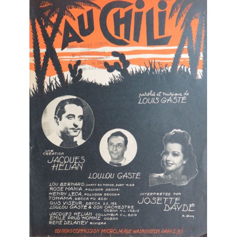GASTÉ Louis Au Chili Chant Piano 1947