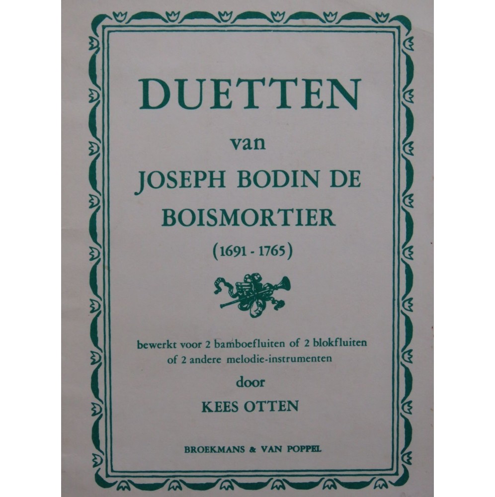 BODIN DE BOISMORTIER Joseph Duetten Flûtes ou Flûtes à bec