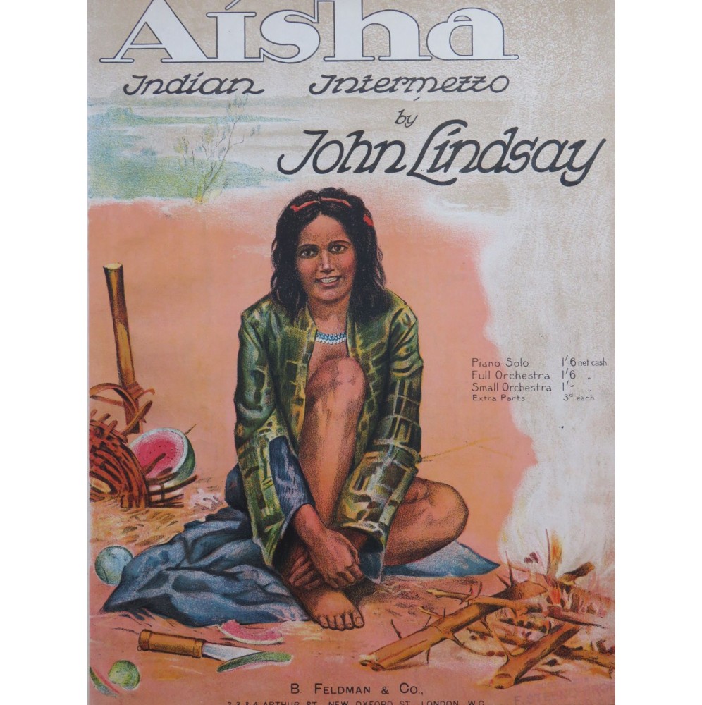 LINDSAY John Aisha Indian Intermezzo Piano 1912