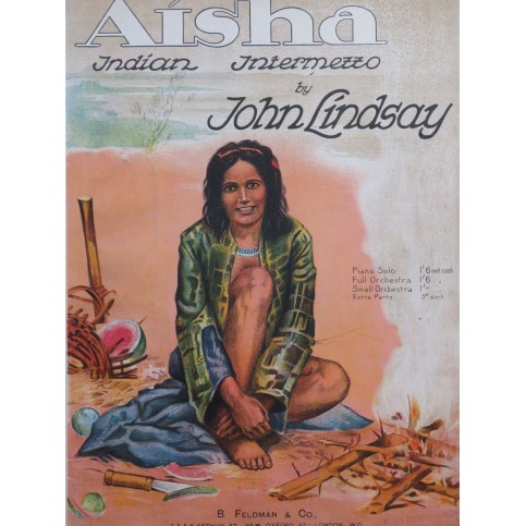 LINDSAY John Aisha Indian Intermezzo Piano 1912