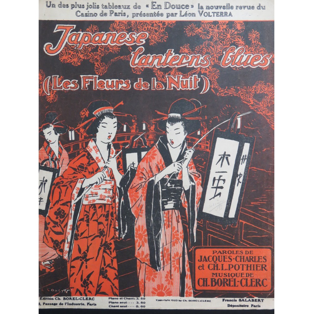 BOREL-CLERC Charles Japanese Lanterne Blues Piano 1923