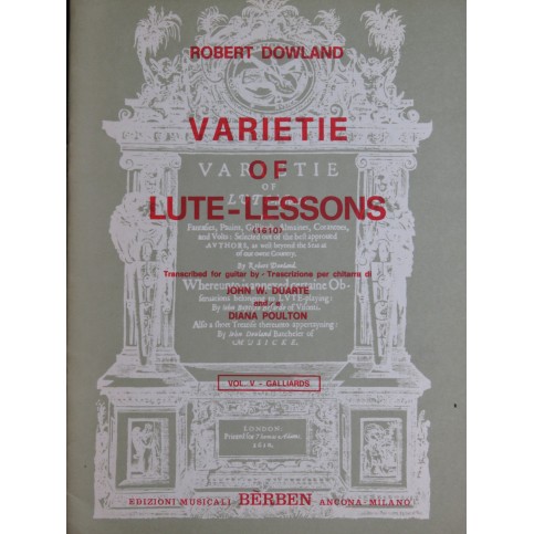 DOWLAND Robert Varietie of Lute-Lessons Vol 5 Guitare 1974
