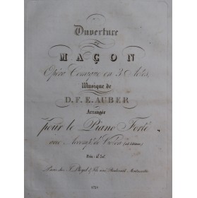 AUBER D. F. E. Le Maçon Ouverture Piano ca1825