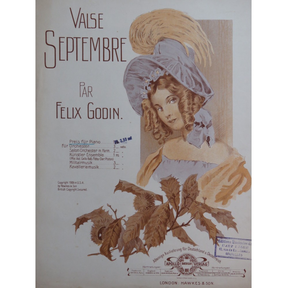 GODIN Félix Valse Septembre Piano 1909