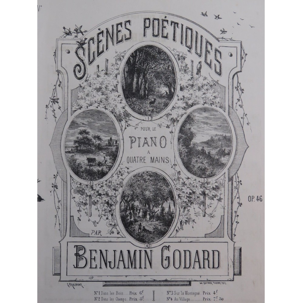 GODARD Benjamin Dans les Champs Piano 4 mains ca1880