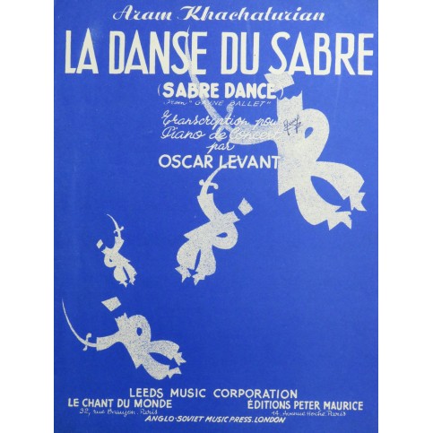 KHACHATURIAN Aram La Danse Du Sabre pour Piano