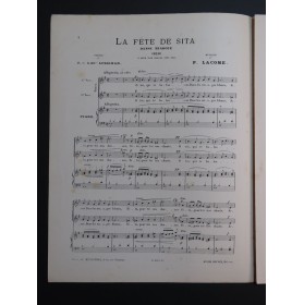 LACOME Paul La Fête de Sita Danse Hindoue Chant Piano 1879