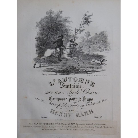 KARR Henry L'Automne Fantaisie Air de Chasse Piano ca1830