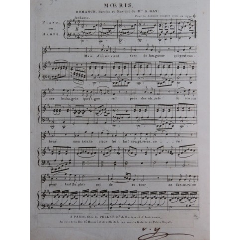 GAY Sophie Moeris Chant Piano ou Harpe ca1820