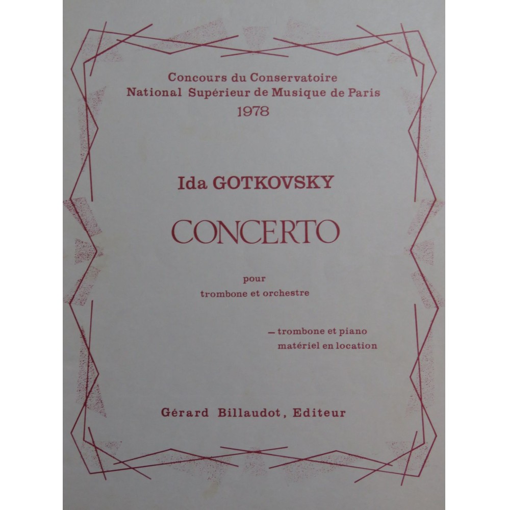 GOTKOVSKY Ida Concerto Piano Trombone 1978