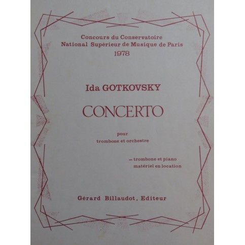 GOTKOVSKY Ida Concerto Piano Trombone 1978