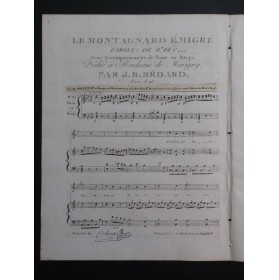 BÉDARD J. B. Le Montagnard Émigré Chant Piano ou Harpe ca1820