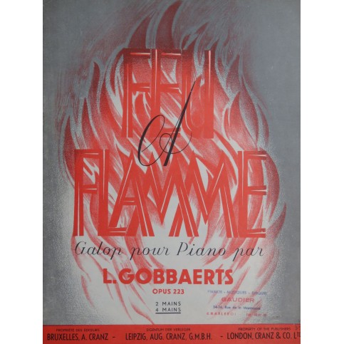 GOBBAERTS Louis Feu et Flamme Piano 4 mains