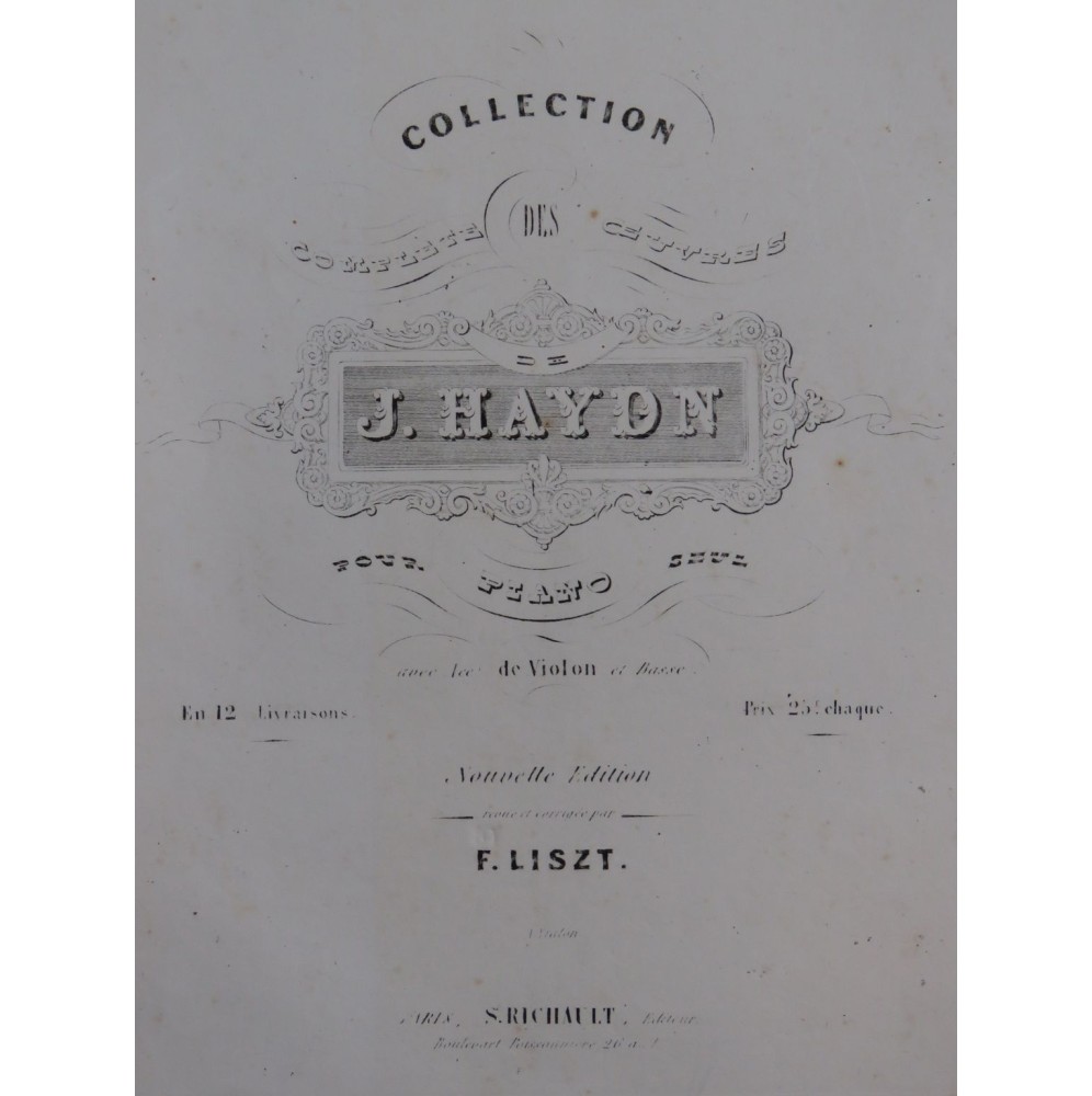 HAYDN Joseph Neuf Pièces Piano Violon Violoncelle ca1860