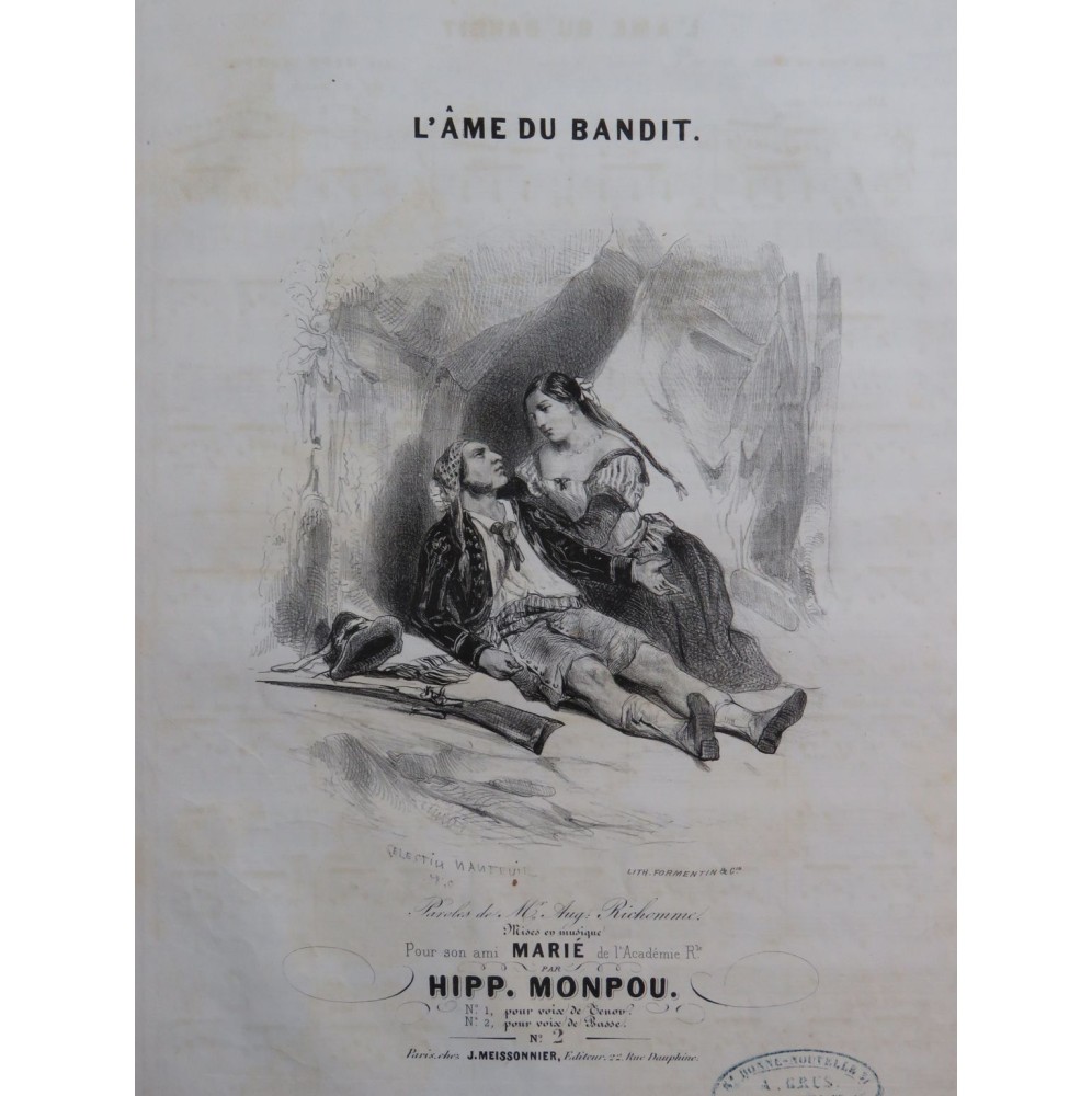 MONPOU Hippolyte L'Âme du Bandit Chant Piano 1840