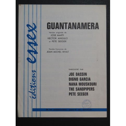 Guantanamera Marti Angulo Seeger Chant Piano 1963