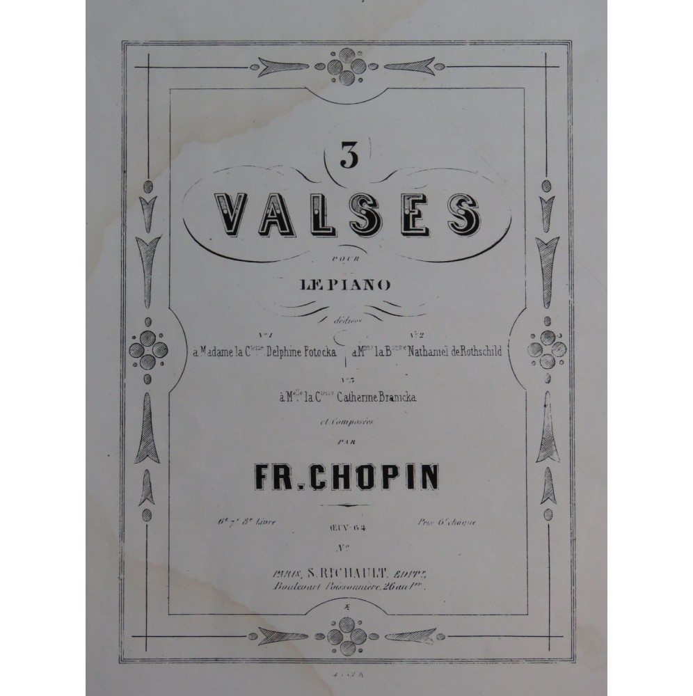 CHOPIN Frédéric Valse op 64 No 1 Piano ca1860