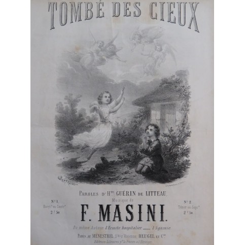 MASINI F. Tombé des Cieux Chant Piano XIXe siècle