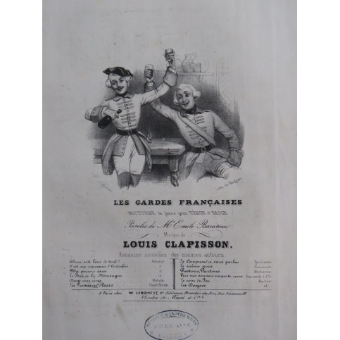 CLAPISSON Louis Une chanson de Gardes Françaises Chant Piano ca1830