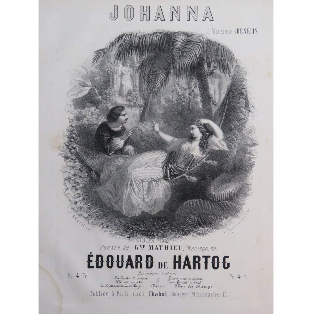 DE HARTOG Édouard Johanna Chant Piano ca1850